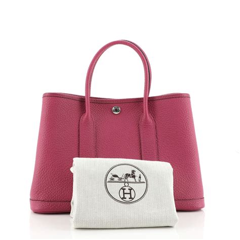 pink garden tote hermes|Hermes garden party with strap.